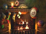 3D Screensaver - Fireside Christmas 3D