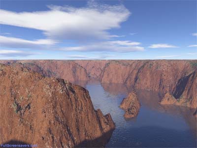 You'll see water in the canyon, waves and realistic skybox with clouds.