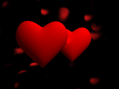 You will see two 3D animated hearts.